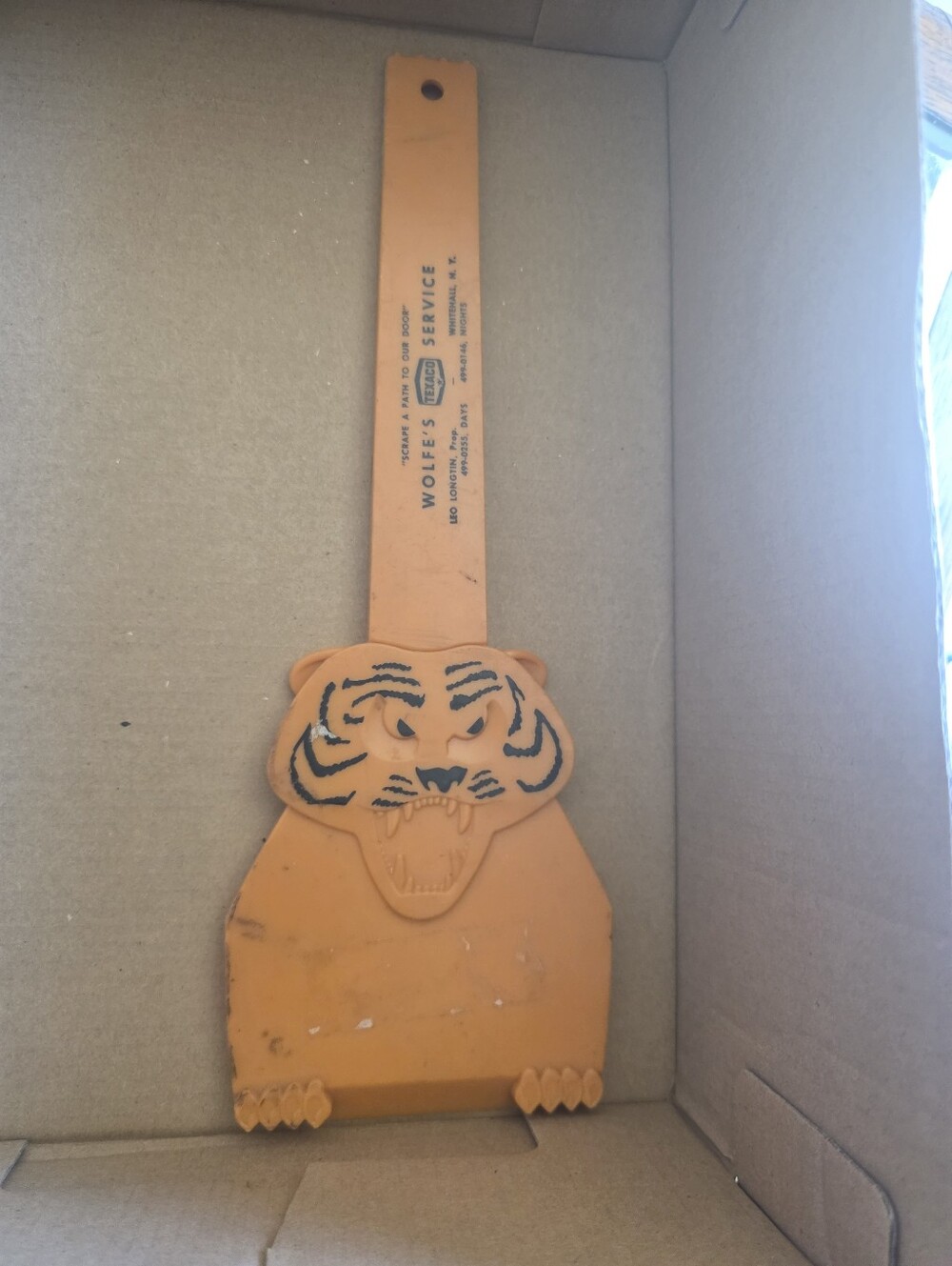 Vintage Orange Tiger Head Ice Scraper